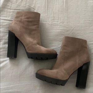 Kenneth Cole Grey Suede Platform Booties